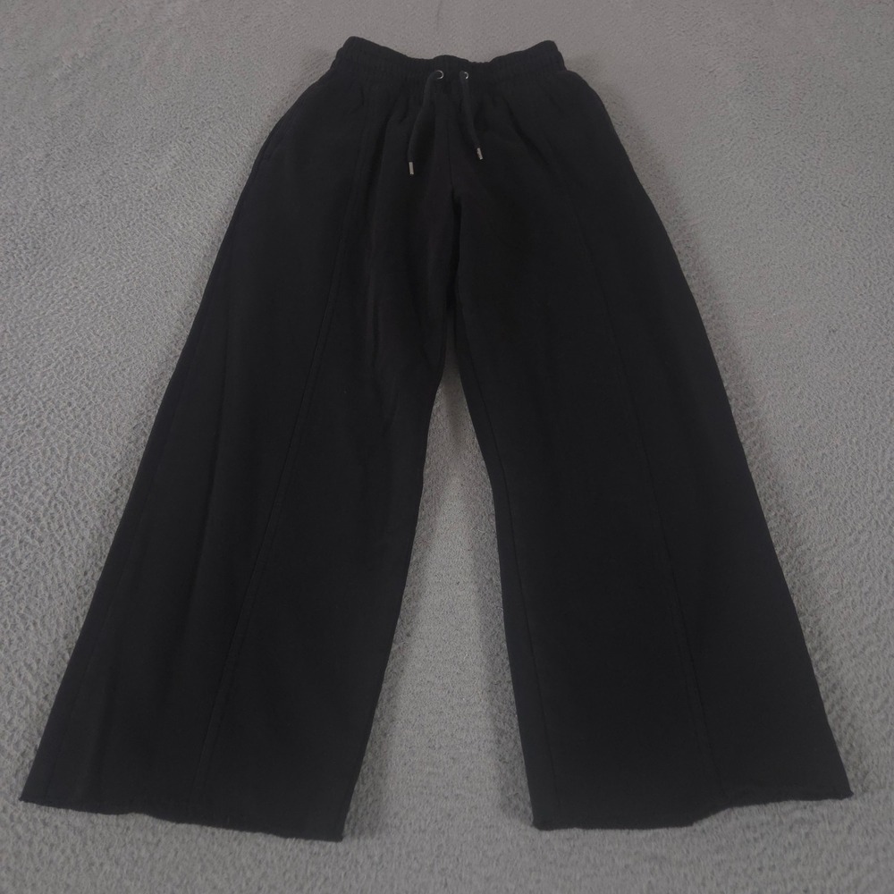 Gap Sweatpants Womens XS Black VintageSoft Baggy Wide Leg Raw Hem Drawstring